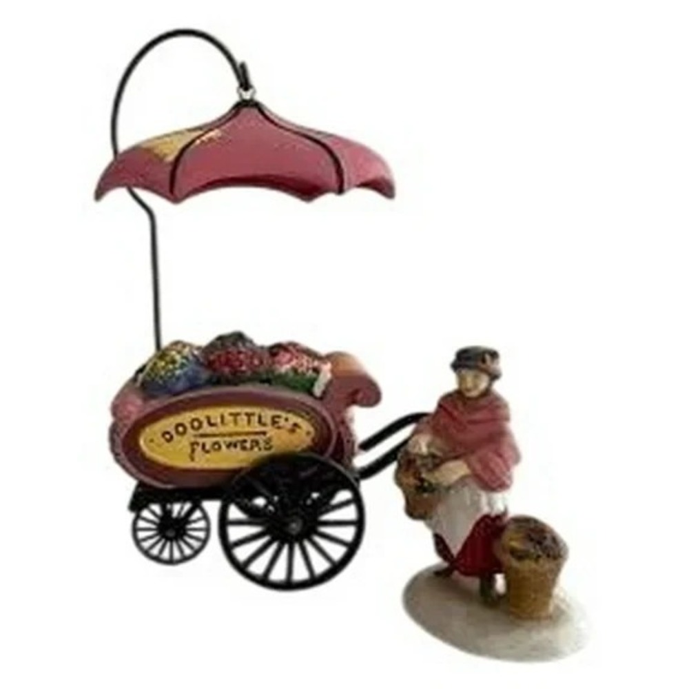 DEPT 56 HERITAGE VILLAGE COLLECTION CHELSEA MARKET FLOWER MONGER & CART  RETIRED